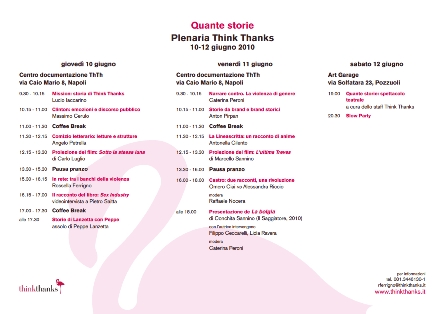 Programma della Plenaria al Think Thanks